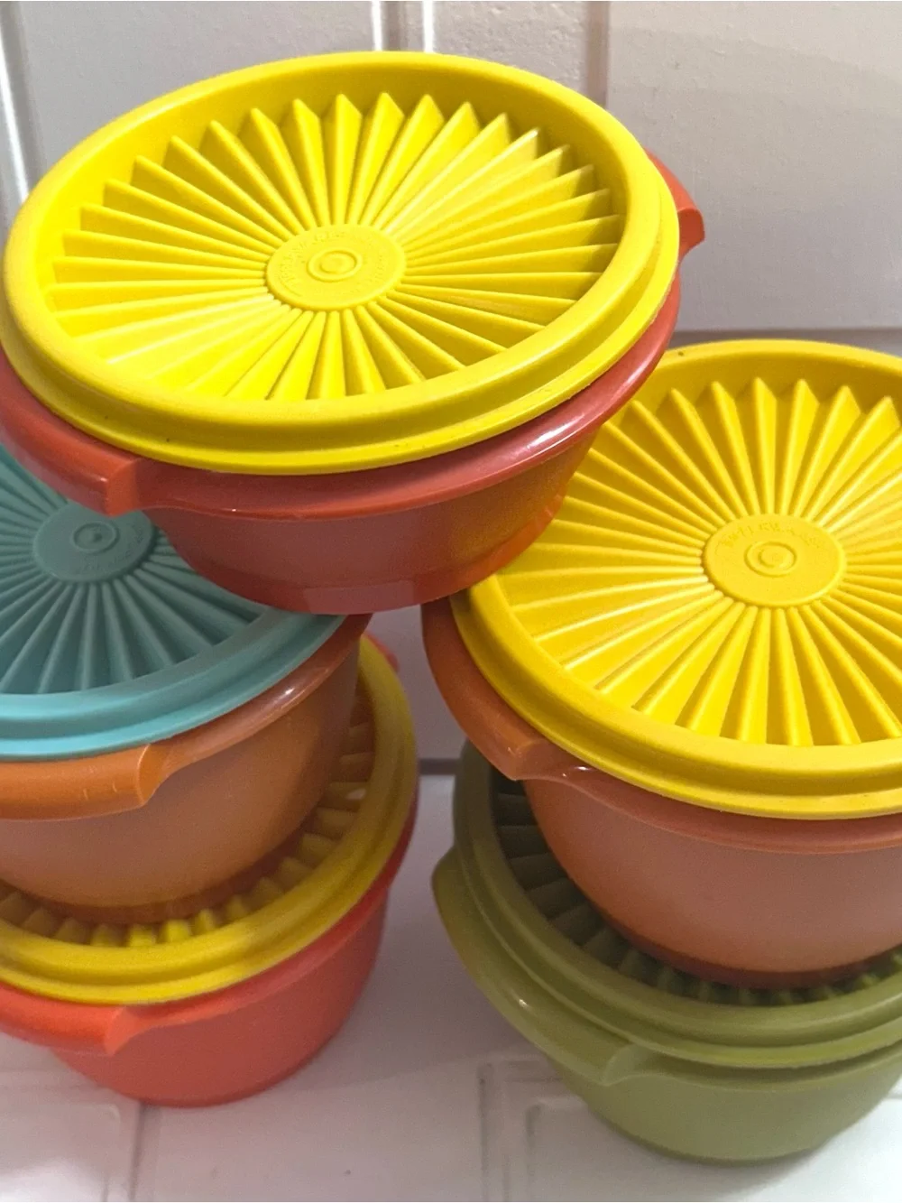 10 pieces Vintage 1970 Tupperware food Storage Bowl Set- Multi-Color